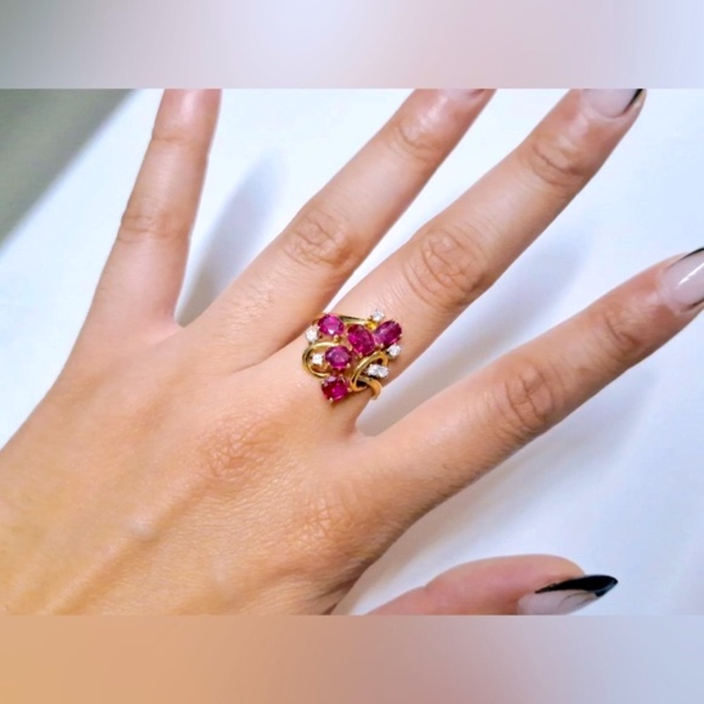 ❤️Host Pick❤️ 14K Retro Natural Ruby Diamond Ring - Elegant Midcentury Vintage